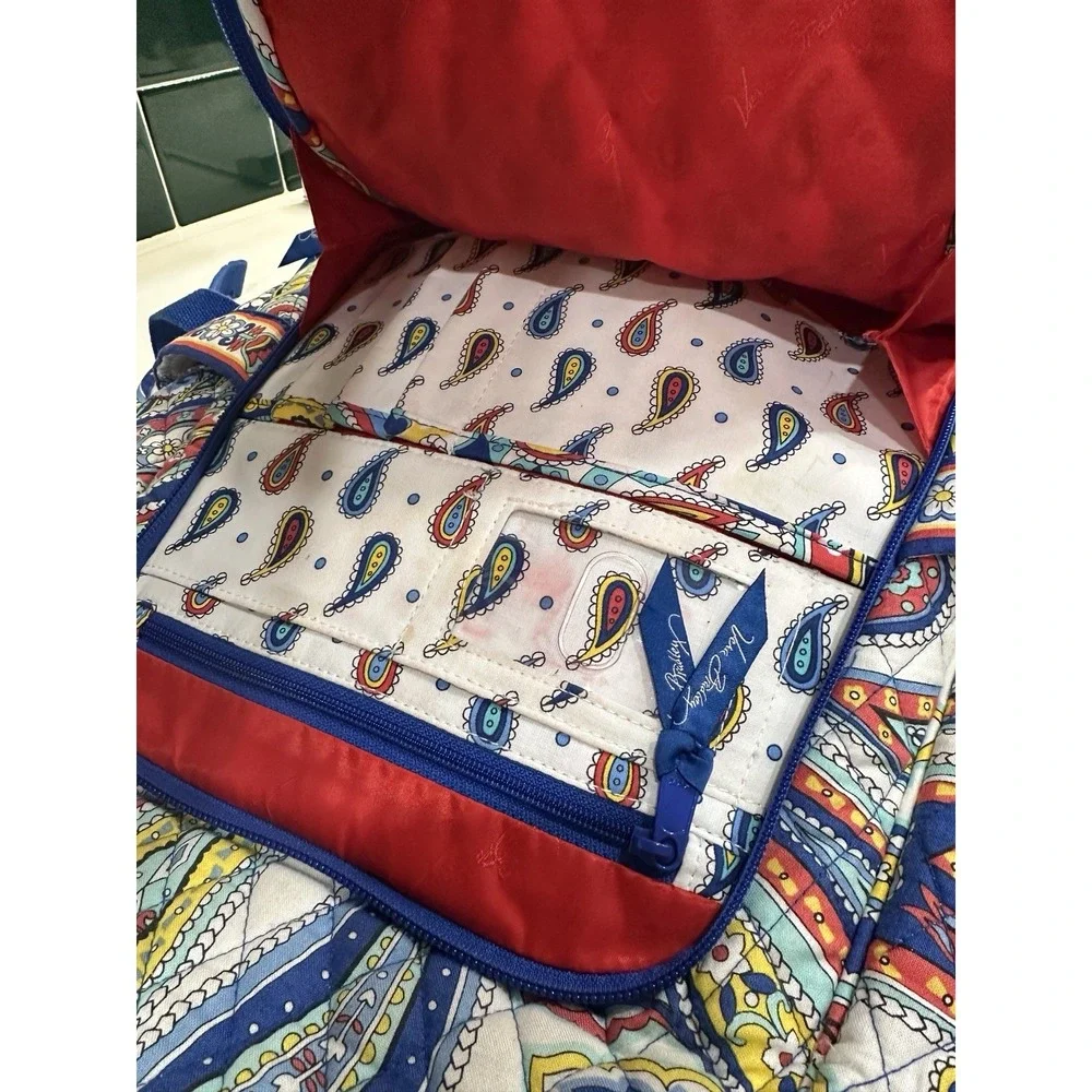Vera Bradley Marina Paisley Full Size Backpack Retired Quilted Cotton Laptop Bag